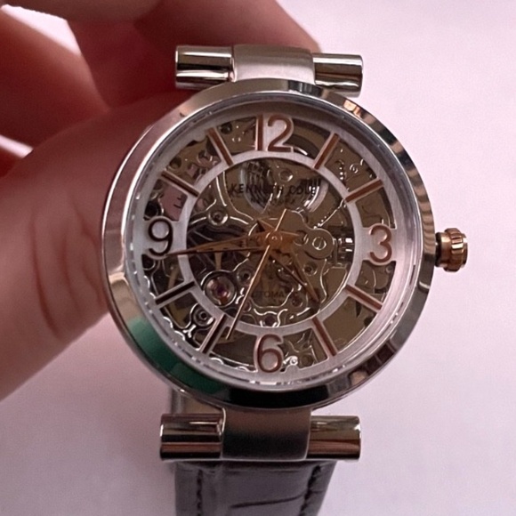 Kenneth Cole Accessories - Vintage Kenneth Cole Women's Skeleton water resistant gray leather band Watch